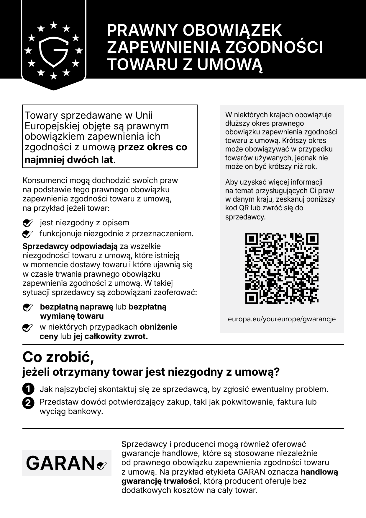 Twoje prawa z tytułu ustawowej gwarancji — strona 2